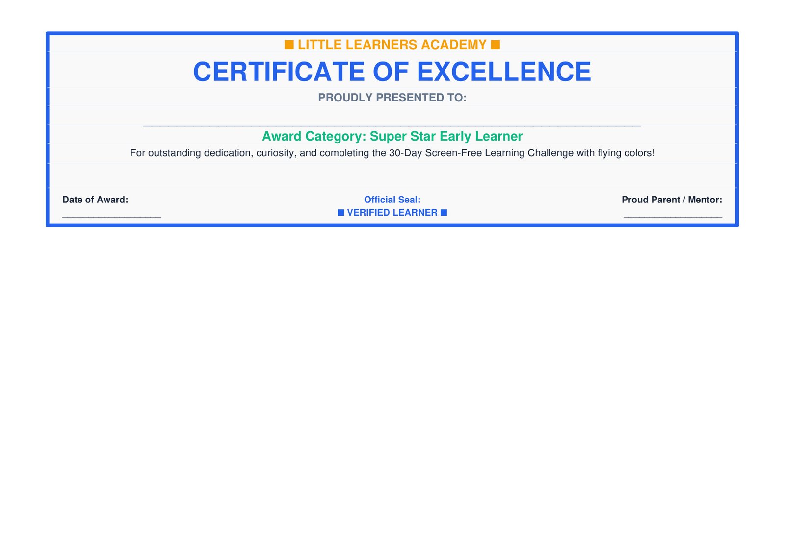 Little Learners Certificates